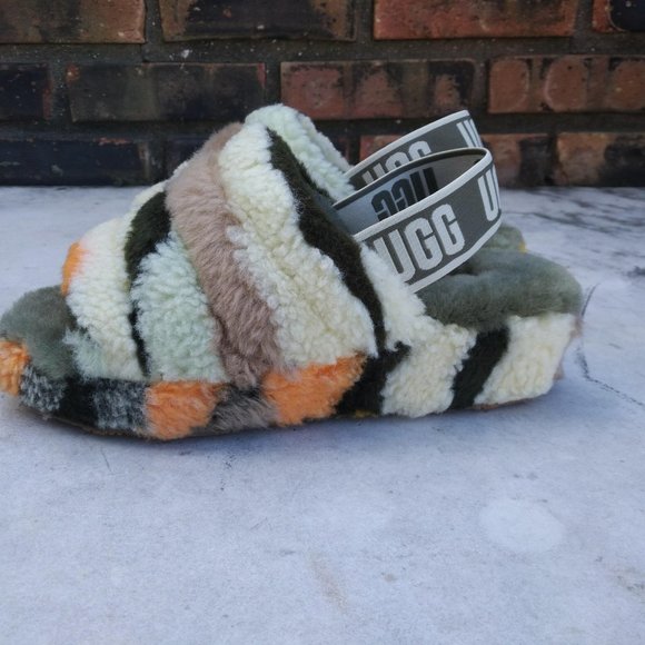 UGG CAMO ZEBRA FLUFF YEAH SLIDE CALI COLLAGE SANDALS SHOES NEW - Picture 3 of 7